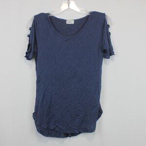 Glitz Blue Short Sleeve Cold Shoulder Shirt